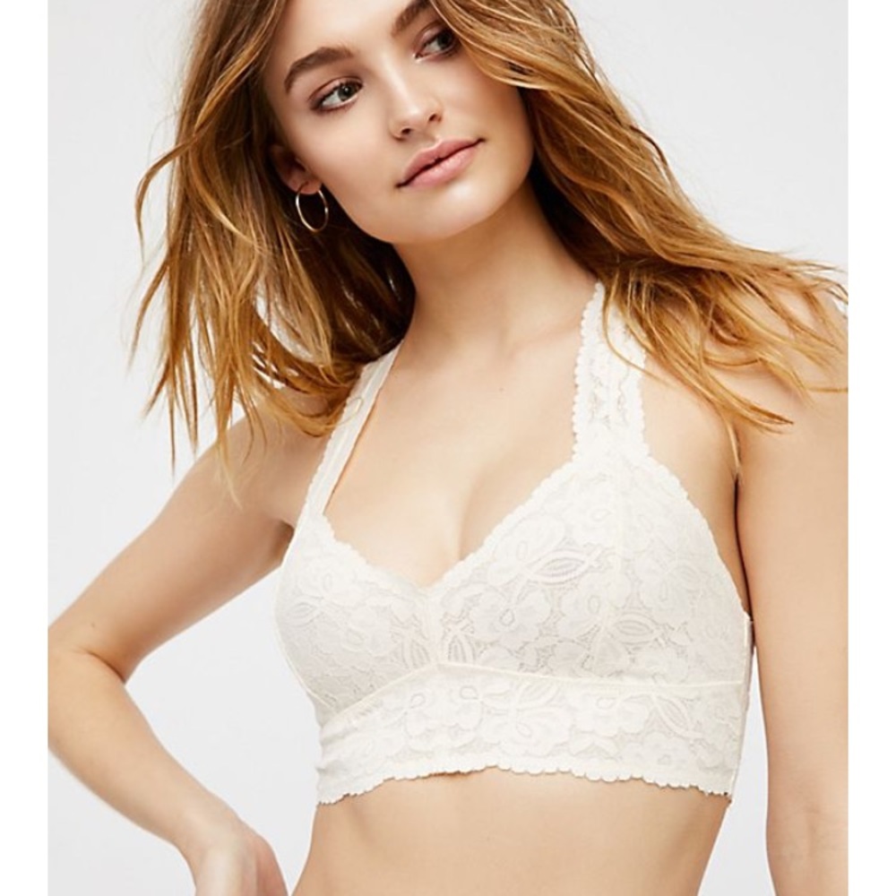 Free People cream lace racerback bralette
